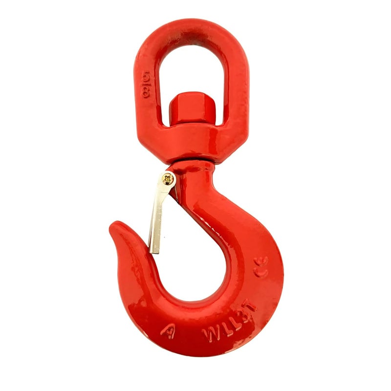 HENBOW 3 Ton Swivel Lifting Hooks,G80 Trailer Chain Hooks with Safety Latch,6600Lbs Safety Load Limit,Heavy Duty Alloy Steel Round Rotating Sling Towing Log Hook for Lifting and Towing - Image 1